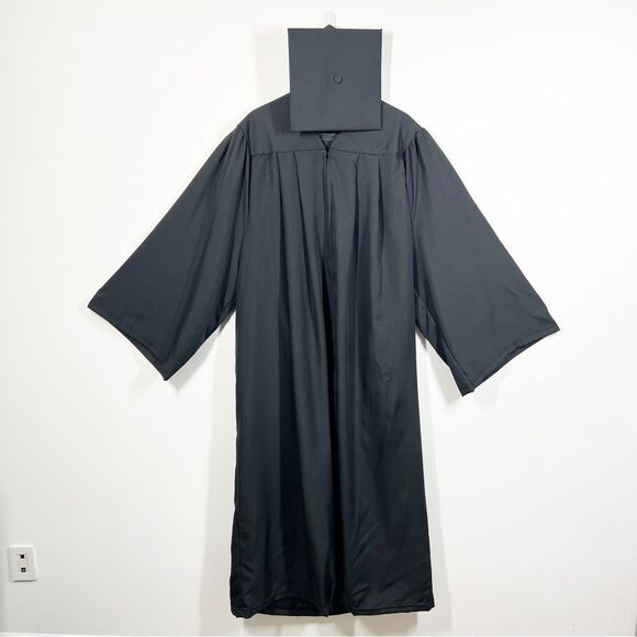 Oak Hall GreenWeaver Black Graduation Commencement Cap Gown Zipper Fit 6'6"-6'8" - Picture 3 of 11